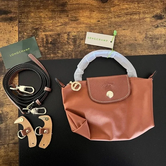 Cognac Longchamp Le Pliage Original Pouch with Handle - Picture 1 of 5